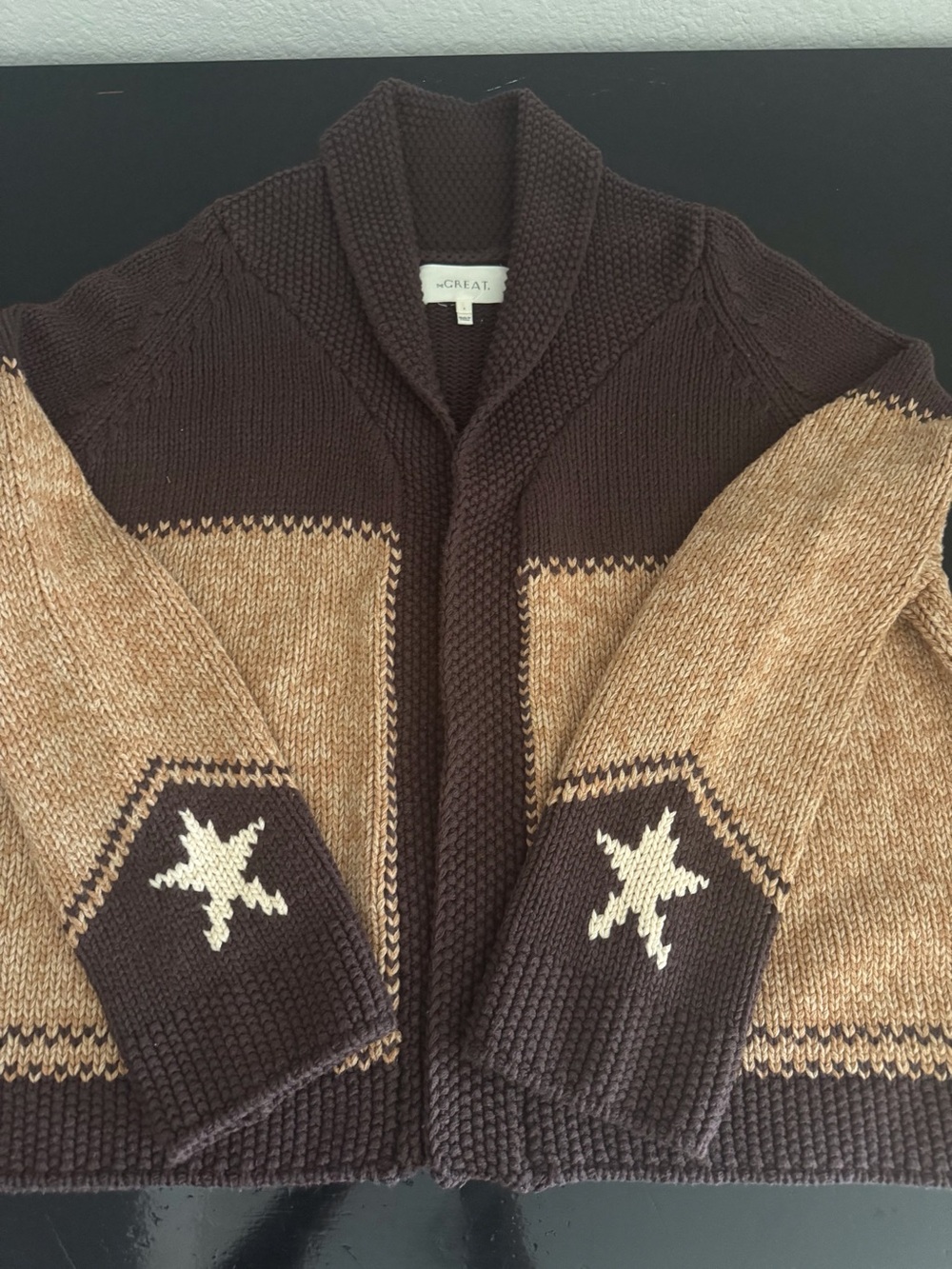 RARE 2020 THE GREAT Cowgirl Cardigan Sweater Russet Brown Size 1 Coveted HTF - Picture 4 of 15